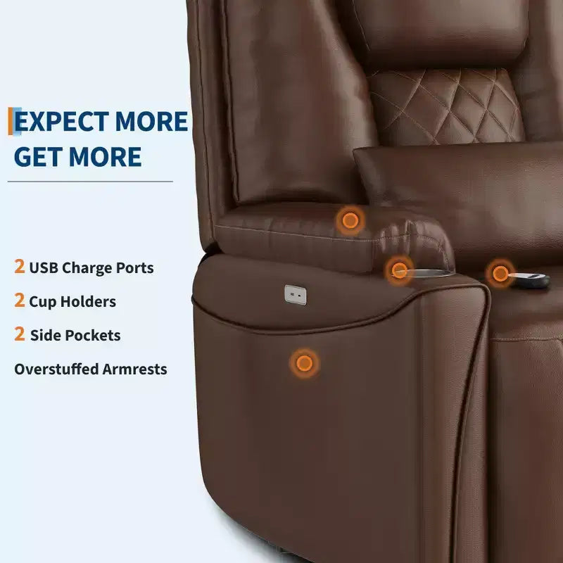 Fauteuil inclinable releveur électrique pour personnes âgées - 3 positions, ports USB, porte-gobelets, poches latérales