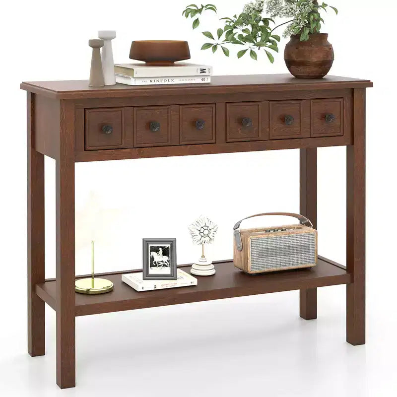 Console d'appoint étroite de 38" avec 2 tiroirs et étagère de rangement inférieure