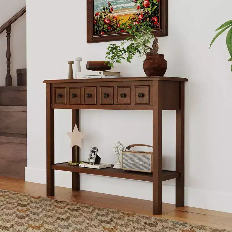 Console d'appoint étroite de 38" avec 2 tiroirs et étagère de rangement inférieure
