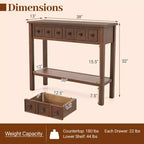 Console d'appoint étroite de 38" avec 2 tiroirs et étagère de rangement inférieure