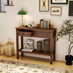 Console d'appoint étroite de 38" avec 2 tiroirs et étagère de rangement inférieure