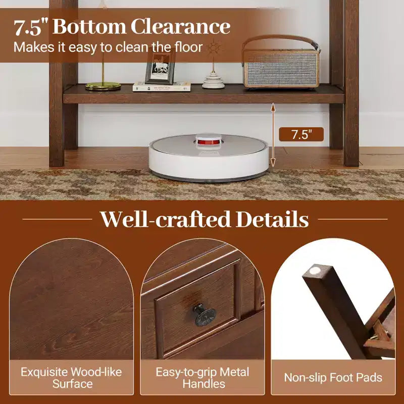 Console d'appoint étroite de 38" avec 2 tiroirs et étagère de rangement inférieure
