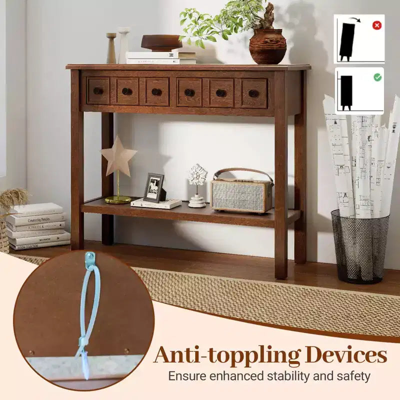 Console d'appoint étroite de 38" avec 2 tiroirs et étagère de rangement inférieure