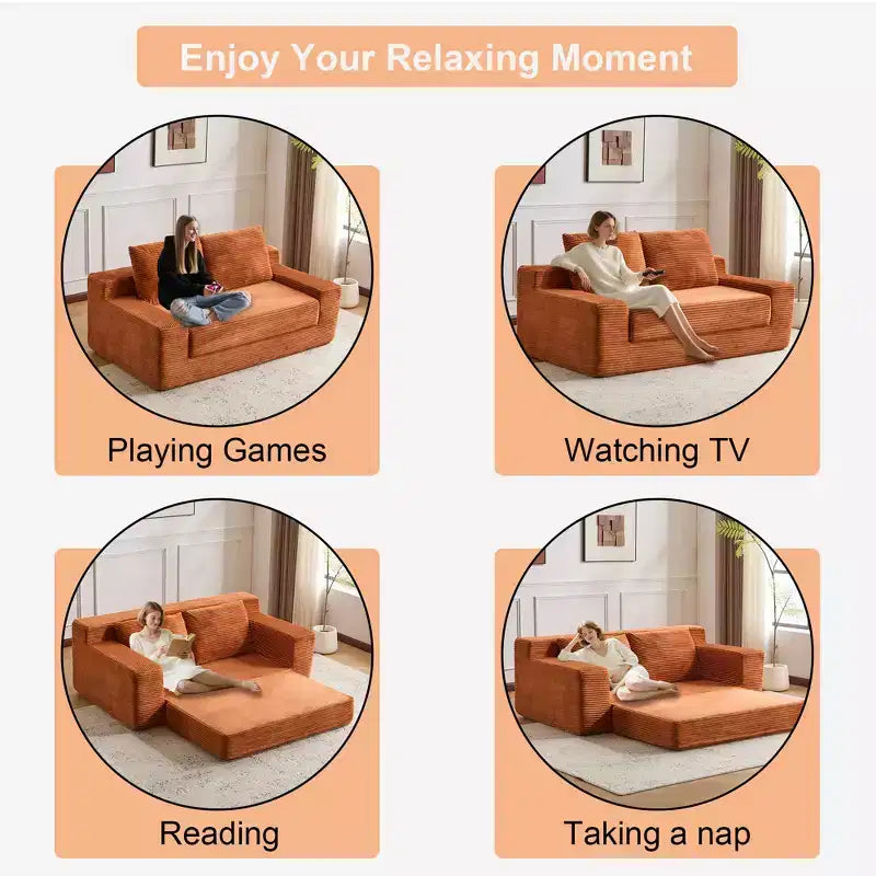 Canapé Loveseat avec coussin réversible, oreillers, canapé-lit profond, velours côtelé