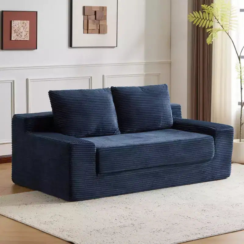 Whisen Loveseat Sofa with Reversible Cushion and Pillows Comfortable Deep Seat Sofa Bed Modern Small Corduroy Couch