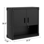 Armoire murale robuste | Rangement suspendu en acier avec étagères et serrure | Organiseur antirouille pour garage, atelier, entrepôt - Noir