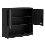 Armoire murale robuste | Rangement suspendu en acier avec étagères et serrure | Organiseur antirouille pour garage, atelier, entrepôt - Noir