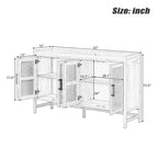 Bahut de salle à manger avec 4 portes décoratives en rotin, meuble de rangement pour entrée et salle à manger