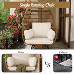 Grand fauteuil œuf rotatif à 360° - Fauteuil de jardin rotatif en rotin avec structure en acier et 4 coussins pour le patio, le salon et plus encore