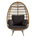 Extra Large 360 Rotating Egg Chair - Patio Rotating Rattan Egg Basket Lounge Chair with Steel Frame and 4 Cushions for Patio, Living Room and More