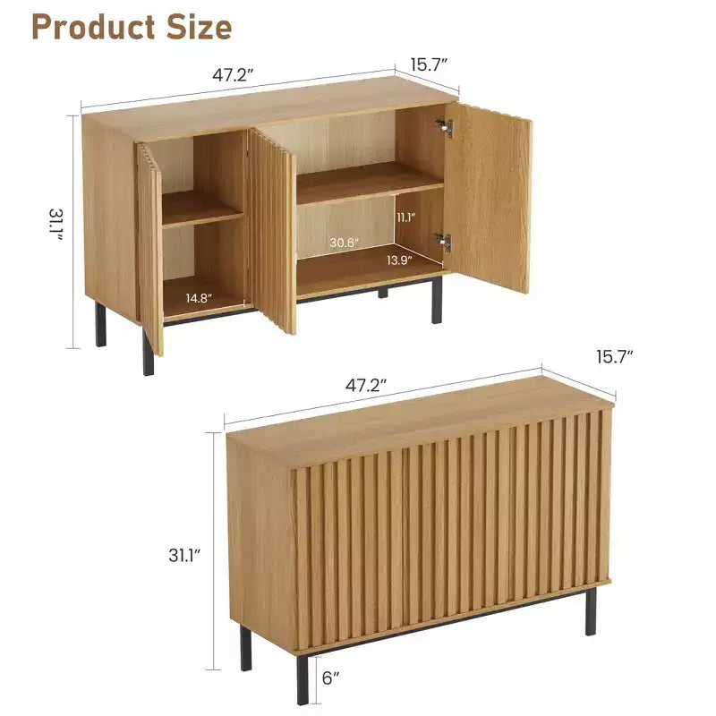 Meuble Buffet Commode avec Rangement, Armoire de Rangement en Bois avec Portes et Étagères, Meuble Bar à Café Autonome pour Cuisine, Salle à Manger, Salon