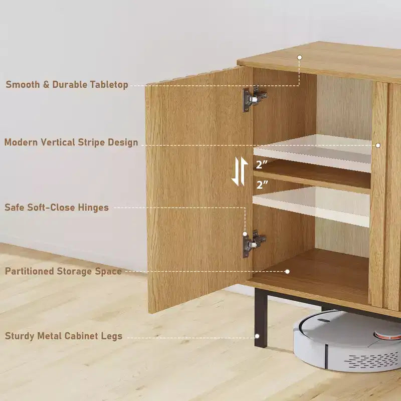 Meuble Buffet Commode avec Rangement, Armoire de Rangement en Bois avec Portes et Étagères, Meuble Bar à Café Autonome pour Cuisine, Salle à Manger, Salon