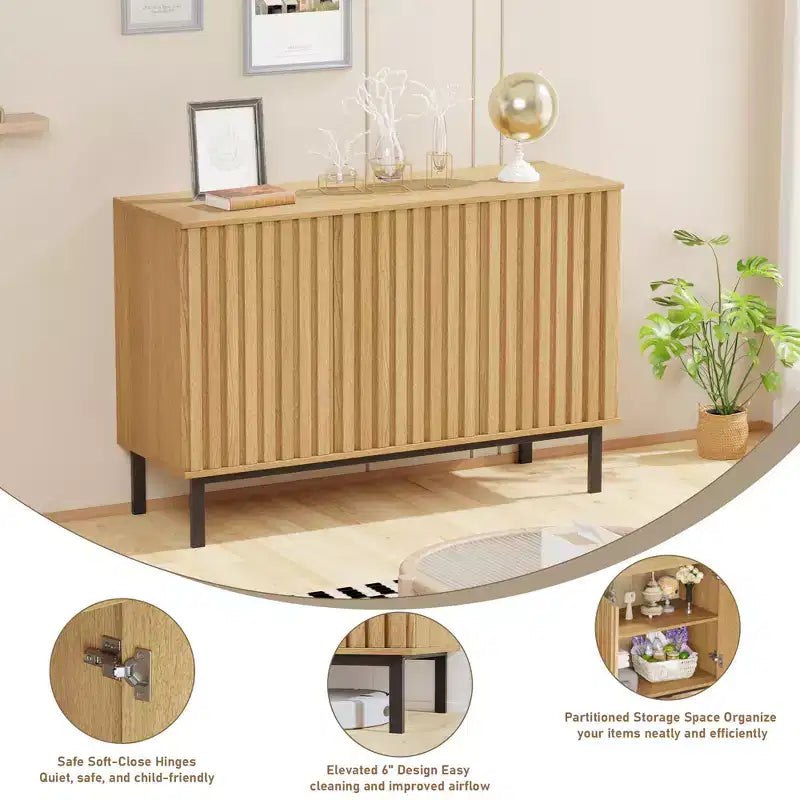 Meuble Buffet Commode avec Rangement, Armoire de Rangement en Bois avec Portes et Étagères, Meuble Bar à Café Autonome pour Cuisine, Salle à Manger, Salon