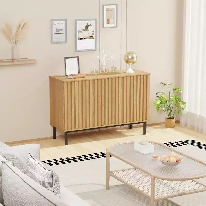 Meuble Buffet Commode avec Rangement, Armoire de Rangement en Bois avec Portes et Étagères, Meuble Bar à Café Autonome pour Cuisine, Salle à Manger, Salon