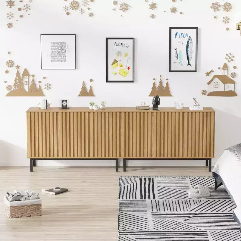Meuble Buffet Commode avec Rangement, Armoire de Rangement en Bois avec Portes et Étagères, Meuble Bar à Café Autonome pour Cuisine, Salle à Manger, Salon