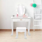 Coiffeuse de maquillage pour petites filles avec tabouret, coiffeuse à miroir éclairé pour enfant