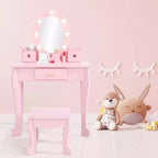 Coiffeuse de maquillage pour petites filles avec tabouret, coiffeuse à miroir éclairé pour enfant