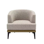 Fauteuil rond capitonné bicolore moderne avec accoudoirs cylindriques, en cuir PU et pieds en métal