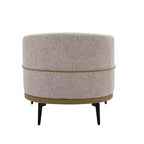 Fauteuil rond capitonné bicolore moderne avec accoudoirs cylindriques, en cuir PU et pieds en métal