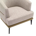 Fauteuil rond capitonné bicolore moderne avec accoudoirs cylindriques, en cuir PU et pieds en métal
