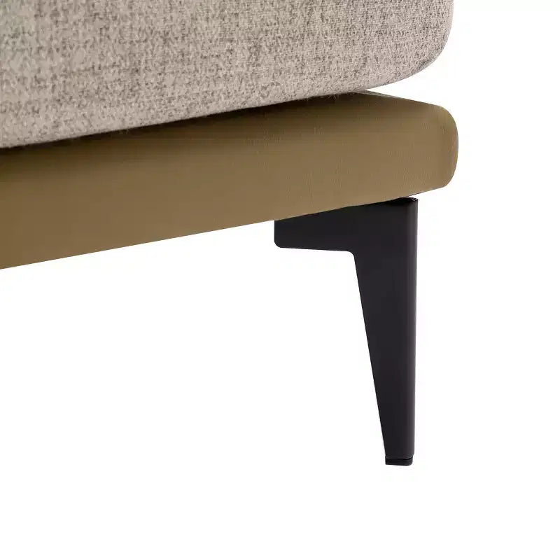 Fauteuil rond capitonné bicolore moderne avec accoudoirs cylindriques, en cuir PU et pieds en métal