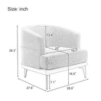 Fauteuil rond capitonné bicolore moderne avec accoudoirs cylindriques, en cuir PU et pieds en métal