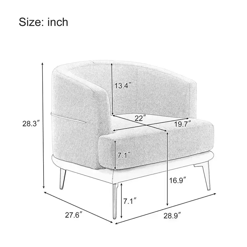 Fauteuil rond capitonné bicolore moderne avec accoudoirs cylindriques, en cuir PU et pieds en métal