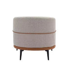 Fauteuil rond capitonné bicolore moderne avec accoudoirs cylindriques, en cuir PU et pieds en métal