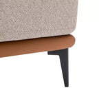 Fauteuil rond capitonné bicolore moderne avec accoudoirs cylindriques, en cuir PU et pieds en métal