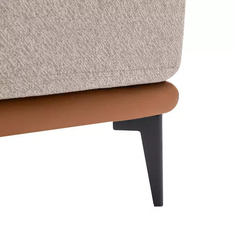 Fauteuil rond capitonné bicolore moderne avec accoudoirs cylindriques, en cuir PU et pieds en métal