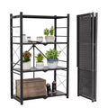 EAGLE PEAK 4-Tier Foldable Greenhouse Shelf, Heavy Duty Metal Storage Rack for Greenhouse Garage Pantry, Black