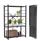 EAGLE PEAK 4-Tier Foldable Greenhouse Shelf, Heavy Duty Metal Storage Rack for Greenhouse Garage Pantry, Black