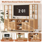 Meuble TV pour téléviseurs de 70 pouces avec étagères, rangement et tablettes réglables modernes, meuble console TV de style campagnard avec prises de courant