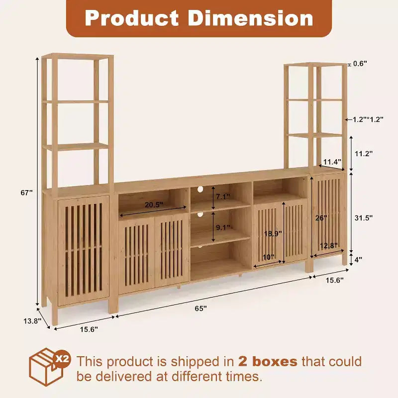 Meuble TV pour téléviseurs de 70 pouces avec étagères, rangement et tablettes réglables modernes, meuble console TV de style campagnard avec prises de courant