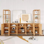 Meuble TV pour téléviseurs de 70 pouces avec étagères, rangement et tablettes réglables modernes, meuble console TV de style campagnard avec prises de courant