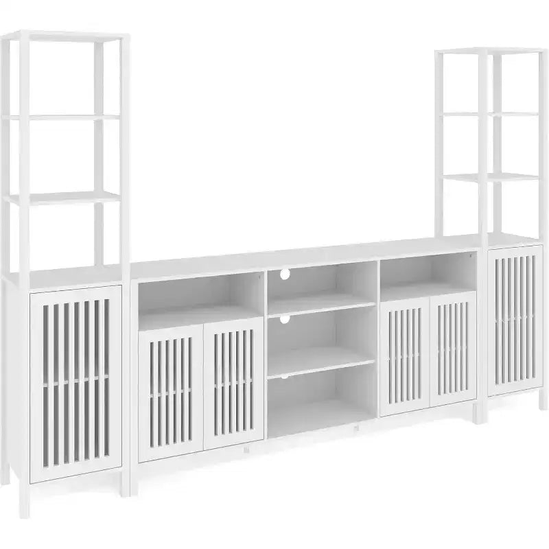 Meuble TV pour téléviseurs de 70 pouces avec étagères, rangement et tablettes réglables modernes, meuble console TV de style campagnard avec prises de courant