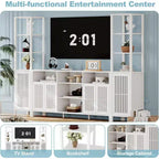 Meuble TV pour téléviseurs de 70 pouces avec étagères, rangement et tablettes réglables modernes, meuble console TV de style campagnard avec prises de courant
