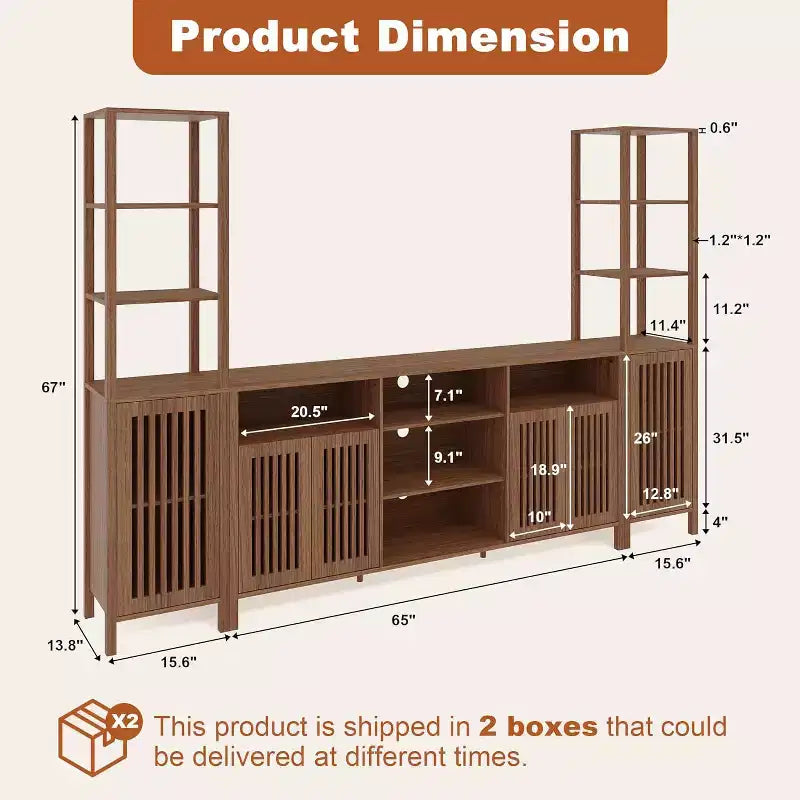 Meuble TV pour téléviseurs de 70 pouces avec étagères, rangement et tablettes réglables modernes, meuble console TV de style campagnard avec prises de courant