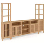 Meuble TV pour téléviseurs de 70 pouces avec étagères, rangement et tablettes réglables modernes, meuble console TV de style campagnard avec prises de courant