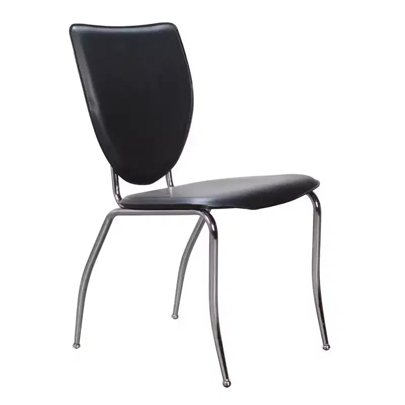 Lot de 2 chaises d'appoint profilées en métal et similicuir, noires, empilables, aucun assemblage requis