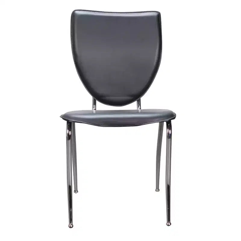 Lot de 2 chaises d'appoint profilées en métal et similicuir, noires, empilables, aucun assemblage requis