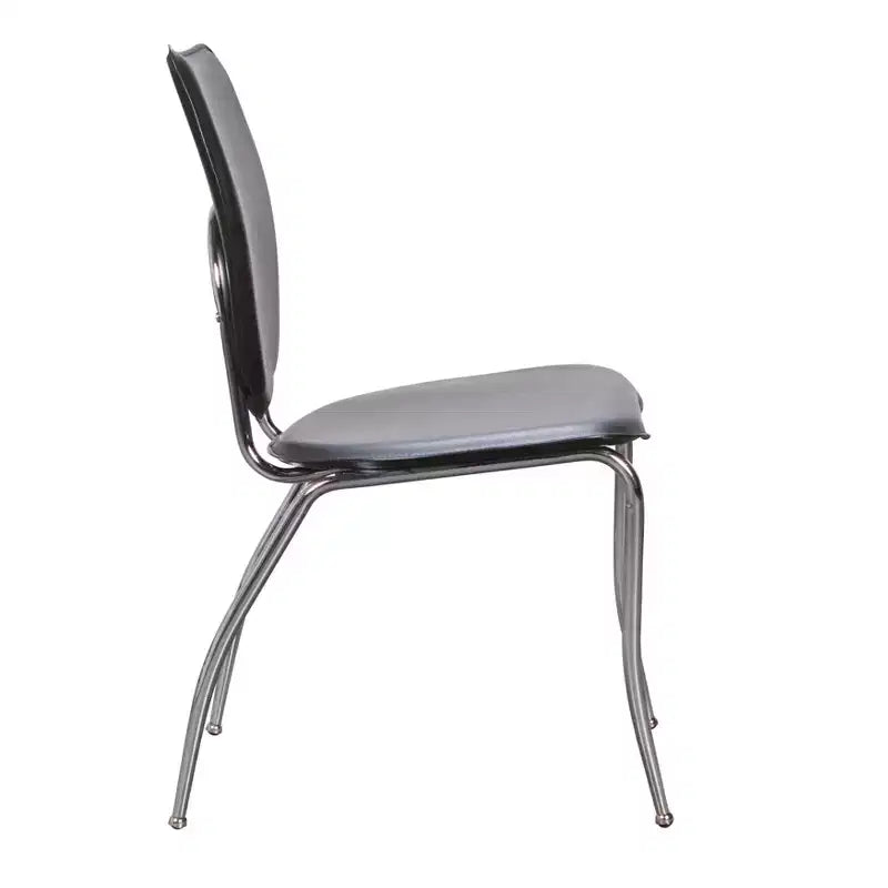 Lot de 2 chaises d'appoint profilées en métal et similicuir, noires, empilables, aucun assemblage requis