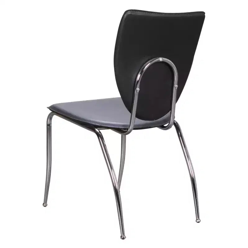 Lot de 2 chaises d'appoint profilées en métal et similicuir, noires, empilables, aucun assemblage requis