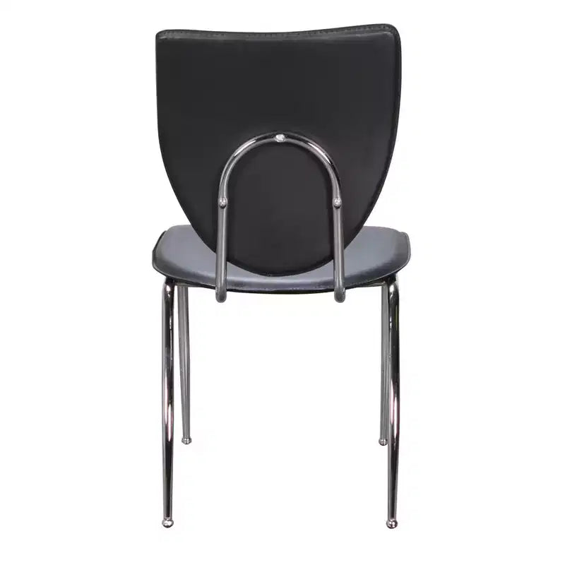 Lot de 2 chaises d'appoint profilées en métal et similicuir, noires, empilables, aucun assemblage requis