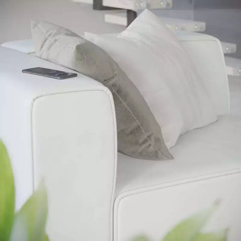 Fauteuil d'appoint gauche en cuir vegan, blanc