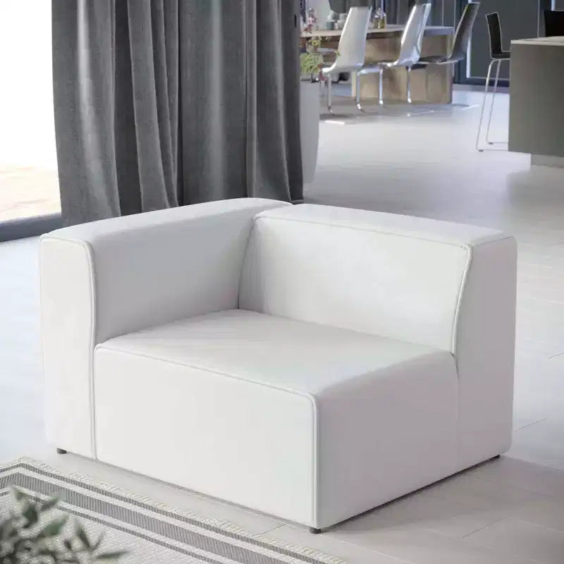 Fauteuil d'appoint gauche en cuir vegan, blanc