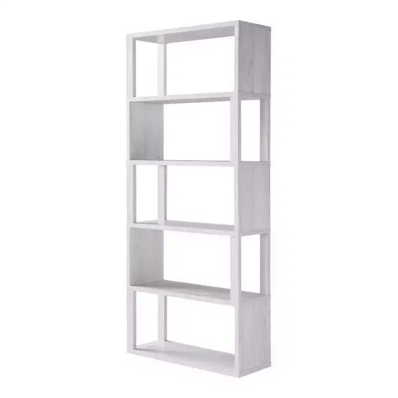 Bibliothèque 5 étagères style ferme 70,75", chêne blanc, conception à dos ouvert