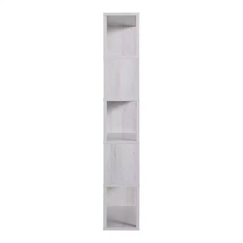 Bibliothèque 5 étagères style ferme 70,75", chêne blanc, conception à dos ouvert