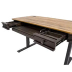 Bureau réglable électrique avec tiroir de rangement, marron