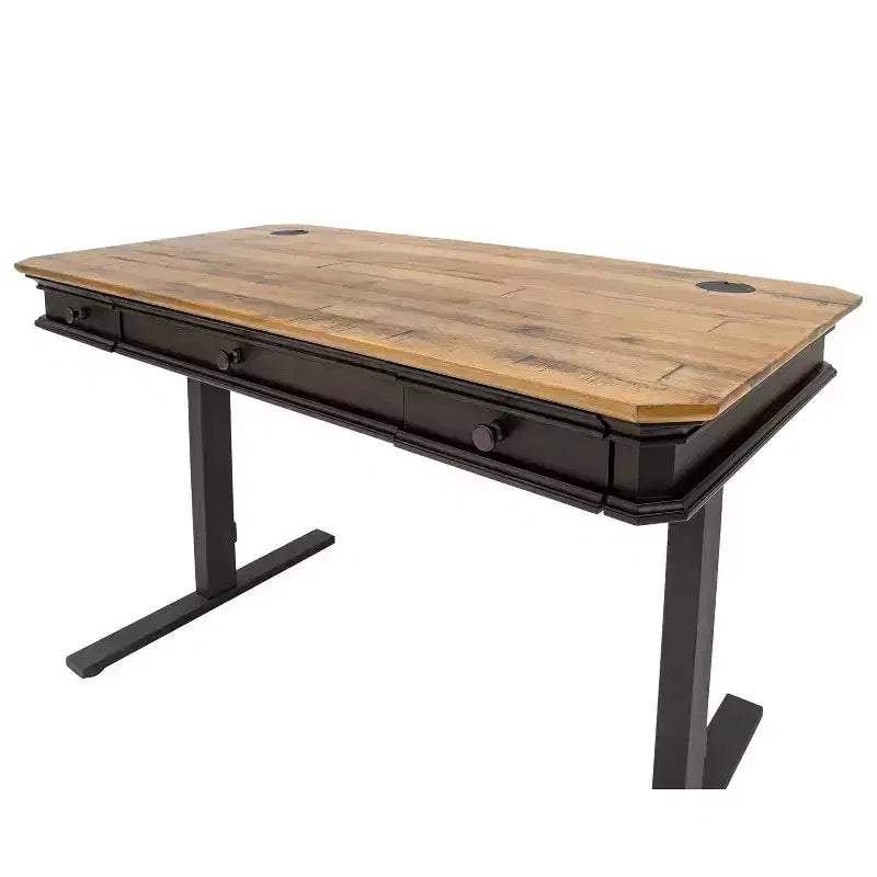 Bureau réglable électrique avec tiroir de rangement, marron